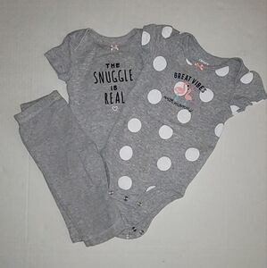 3 set Carters gray onesie  polka dot flamingo